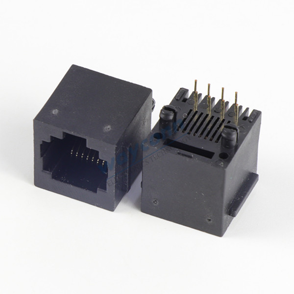 Vertical RJ45 Connector with Panel Stop 8P8C Single Port Unshielded