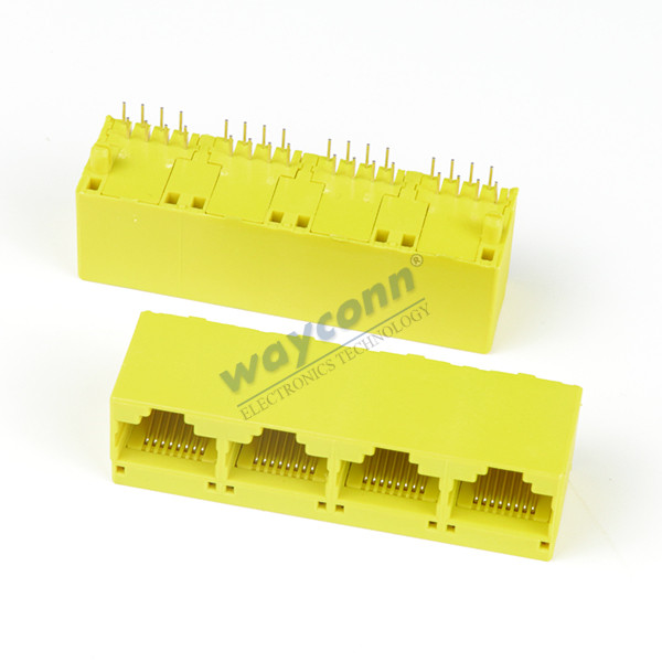 Unshielded Yellow RJ45 1×4 Top Entry