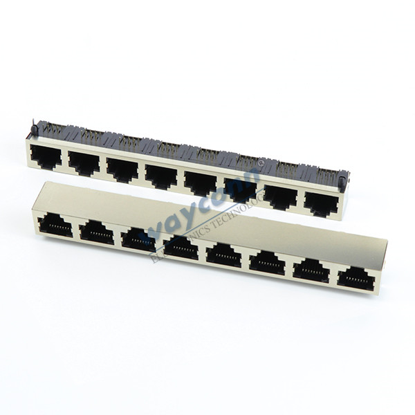 RJ45 1X8 Multiple Port Connector Side Entry with Shield
