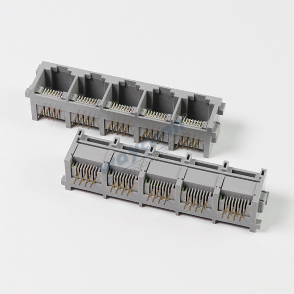 RJ45 1X5 Connector, 8P8C, Right Angle, Grey Color