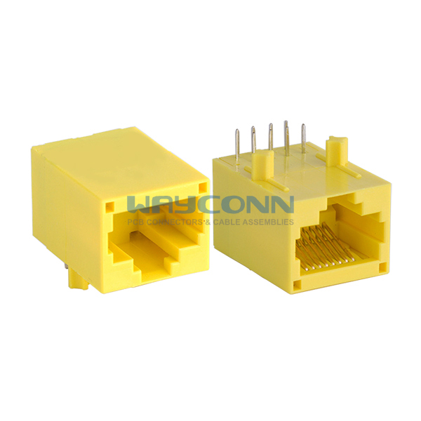 Yellow RJ45 Jack with Transformer, Unshielded, 8P8C