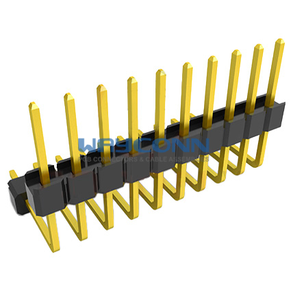 Right Angle Dual Insulator 2.54mm Pitch Pin Header, Single Row