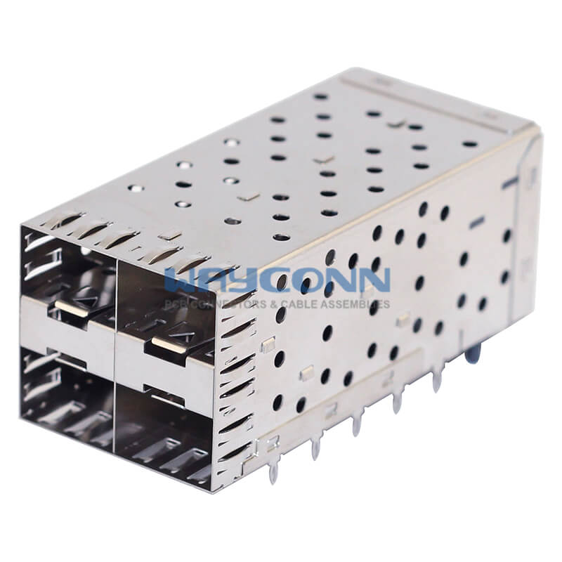 SFP Cage 2X2 with Light Pipe Assembly Press Fit