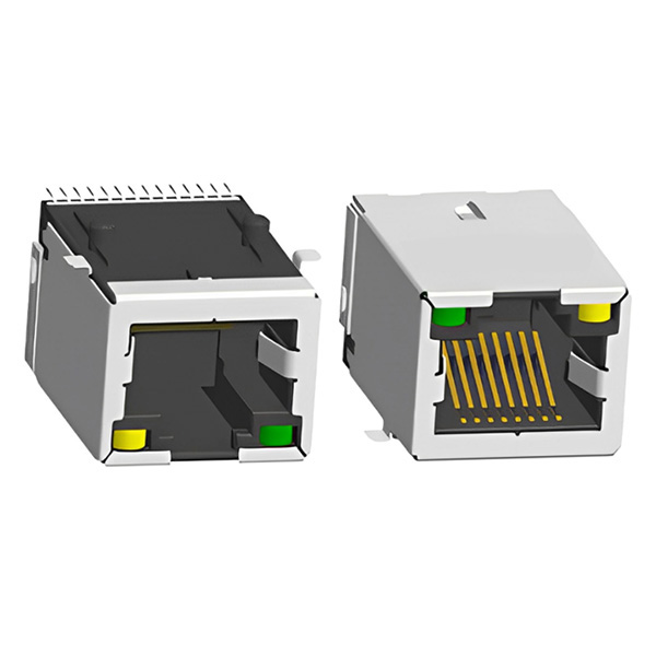 Tab Up 1000Base-T SMT RJ45 with LED, Right Angle, Shielded